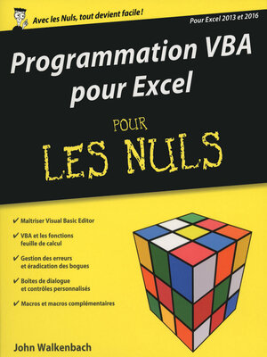cover image of Programmation VBA pour Excel 2013 et 2016 pour les Nuls grand format